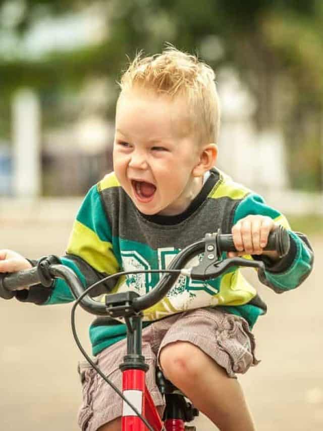 Active,Preschool,Kid,Boy,Without,Helmet,Biking,On,Bicycle,In