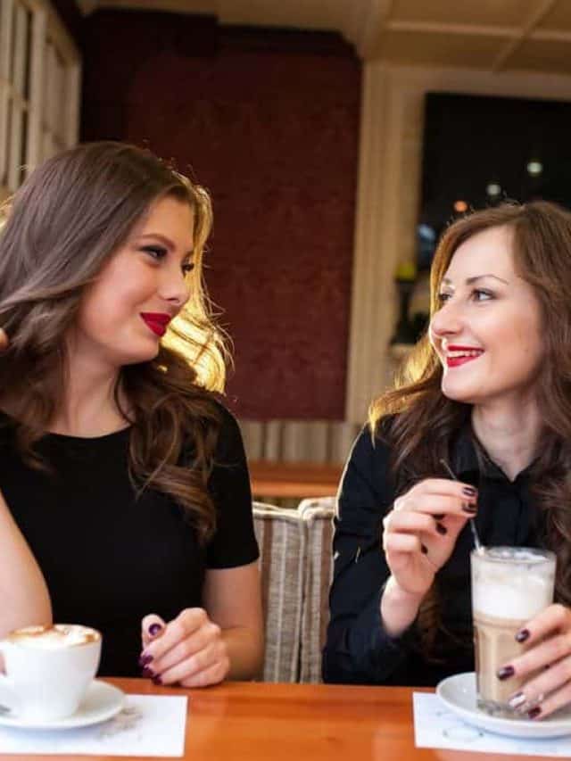 Two,Beautiful,Girls,Drinking,Coffee