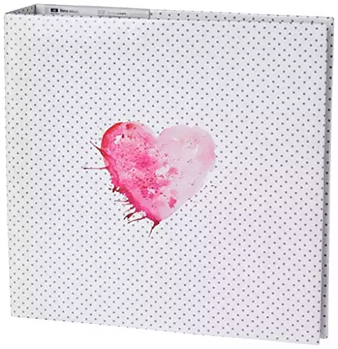 Hama Album traditionnel "Lazise" (taille de l'album de 22,5 x 22 cm, pour 200 photos au format 10 cm x 15 cm, 100 pages, avec pochette CD, élégant) Blanc/Noir/Rose