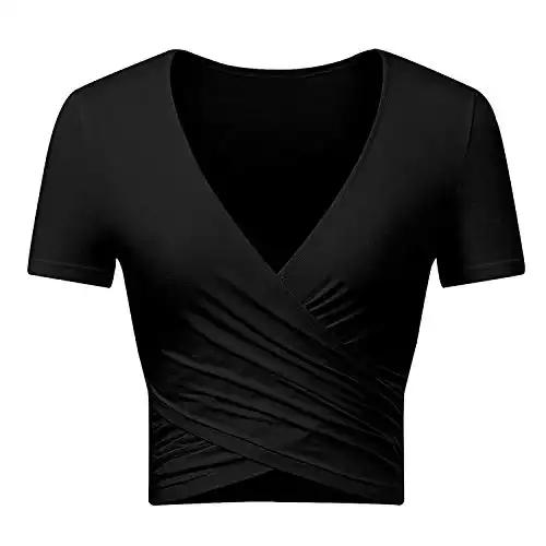 Uniquestyle Top Débardeur Femme Haut Mode Sexy Croix en Col V Profond Tee Shirt Femme Moulant Chic Noire L