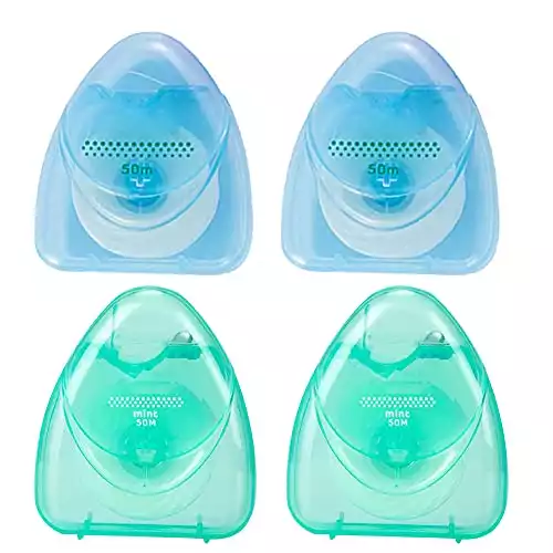 Nicejoy 4pcs Dentaire Dentaire, Cure-Dents de 50 m Portables Micro Cire Floss Hygiène orale Fil de Nettoyage pour Nettoyage des Dents - Bleu & Green