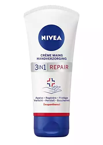 NIVEA Crème mains 3 en 1 Repair Peaux Très Sèches & Rugueuses (1 x 75 ml), soin hydratant mains formule riche et non grasse