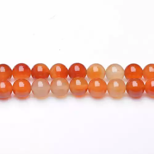 Cornaline Perles Orange/Blanc Rond 10mm Fil De 37+