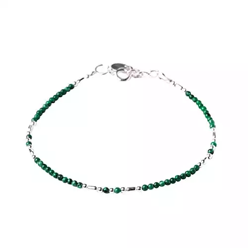 81stgeneration Nouvelle Argent 925/1000 véritable petit bracelet vert malachite