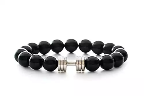 Onyx Bracelet haltère Bijoux en onyx perles d'onyx noir bracelet de fitness bijoux d'entraînement