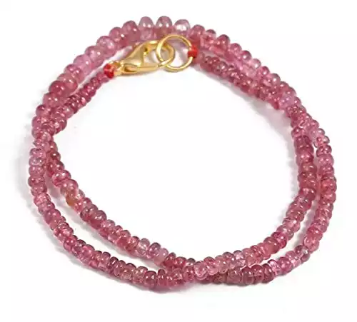 Collier en Spinelle Rouge Naturel | Perles rondelles Lisses | Collier de Perles Lisses 5-3 mm | Collier de Pierres précieuses |