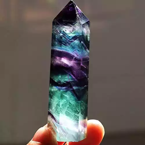 Pierre de guérison hexagonale en cristal naturel de fluorite et quartz - Pierre brute précieuse pour traitement