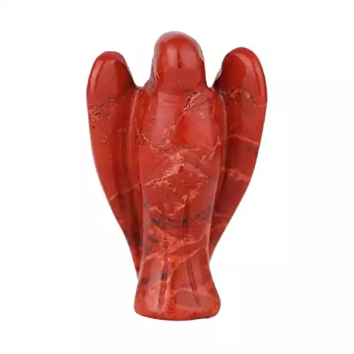 Morella Pierre avec ange gardien jaspe rouge 3,5 cm dans une pochette en velours