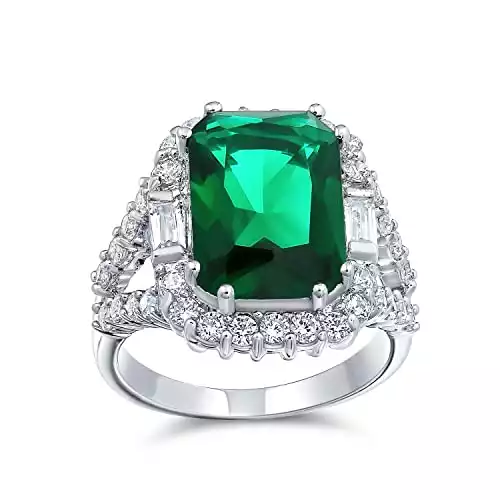 Bling Jewelry 7TC zircone cubique Green Emerald Cut simulées CZ Mode