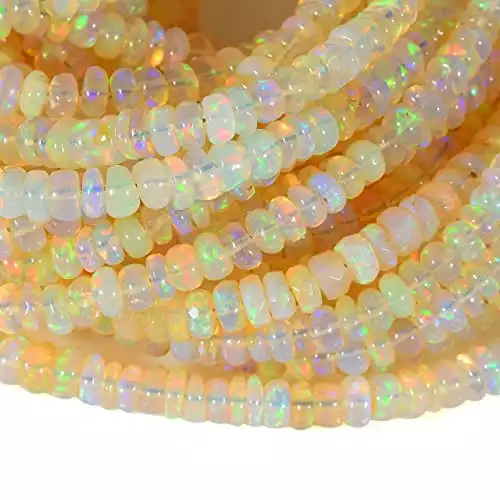 Vatslacreations Fil d'opale éthiopienne de qualité AAA, perles d'opale rondelles, perles de pierre de 20 cm