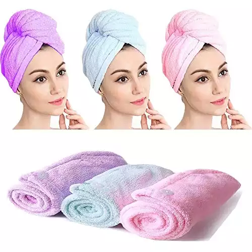 Turban Lot de 3 serviettes de séchage pour cheveux