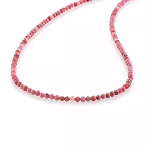 Collier de perles de rhodonite rose