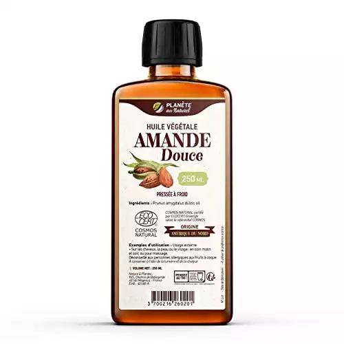 Huile végétale d'Amande Douce - 250 ml - Cosmos Natural - Pressée à froid - Cheveux, peau, visage
