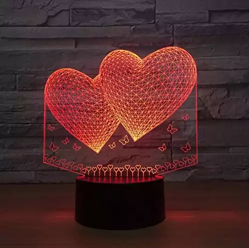 Ballons 3D double forme de coeur LED lumière de nuit