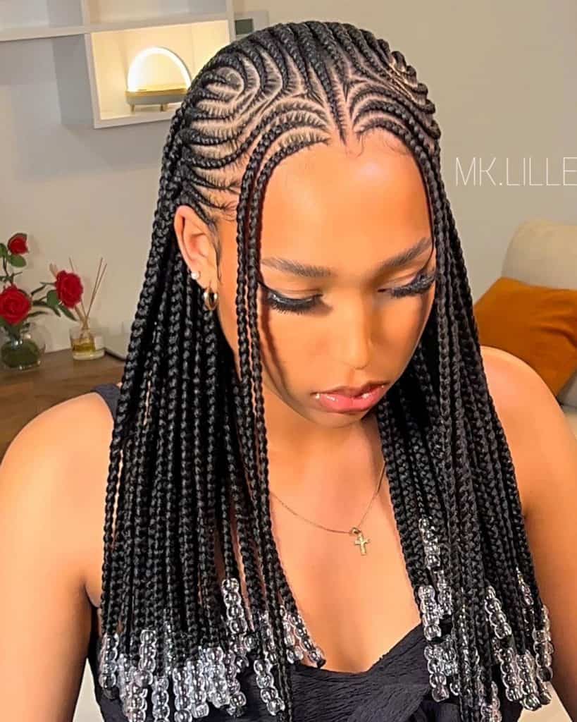 classic straight cornrows woman beads