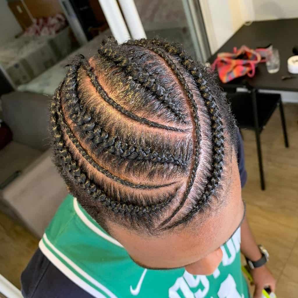 top view of braids men hair