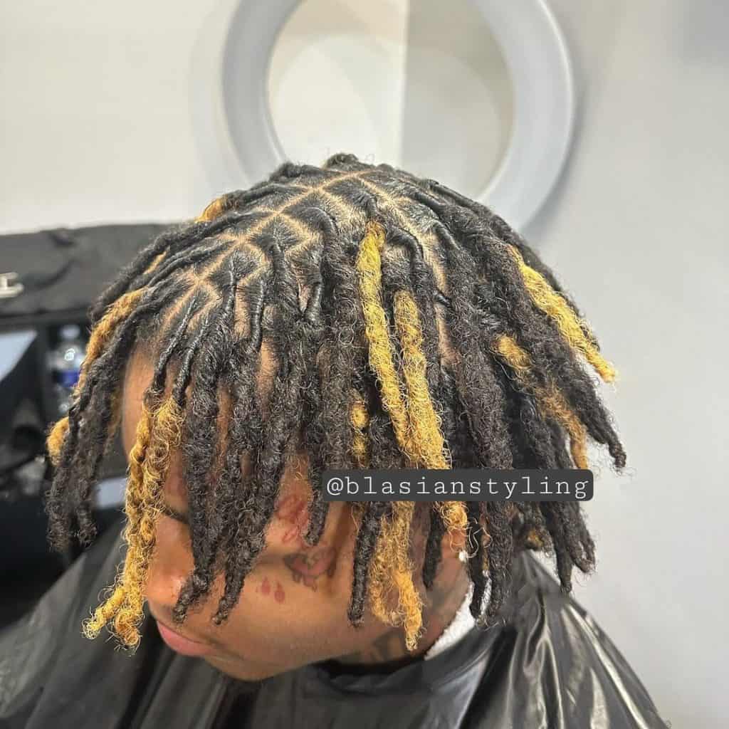 black bleached two color man dreads