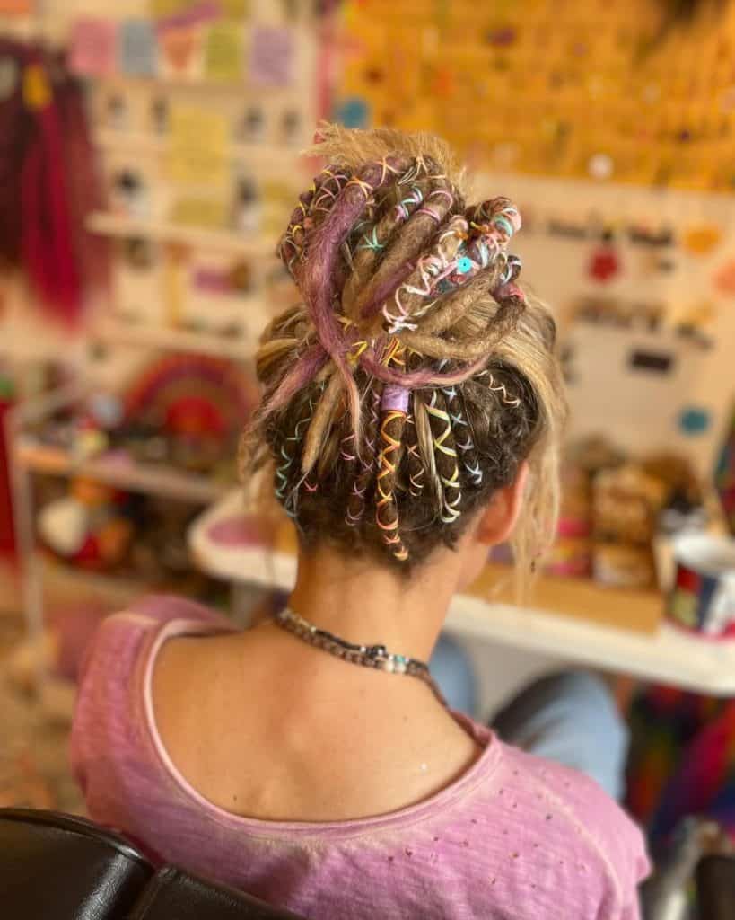 colorful dreads with beads