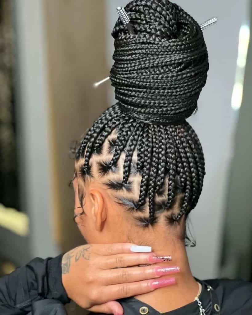 box braids updo knotless