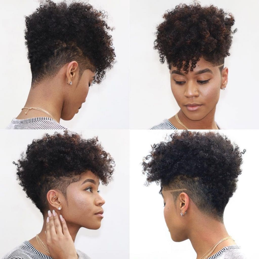 _ Tapered Curly Pixie Natural Fade Mixing up lengths of the Fade is the goal, s