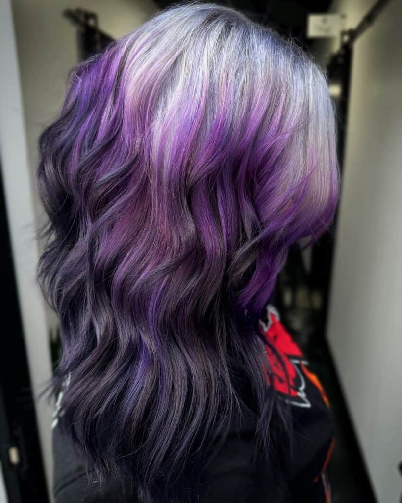 ghost roots using @lunartideshair (use my code jenthehairmagician15 at checkout ) @olaplex for strength, @framar tools ...#vividhair #colorplacement #olaplex #lunartideshair #purplehair #silverhair #whitehair #f