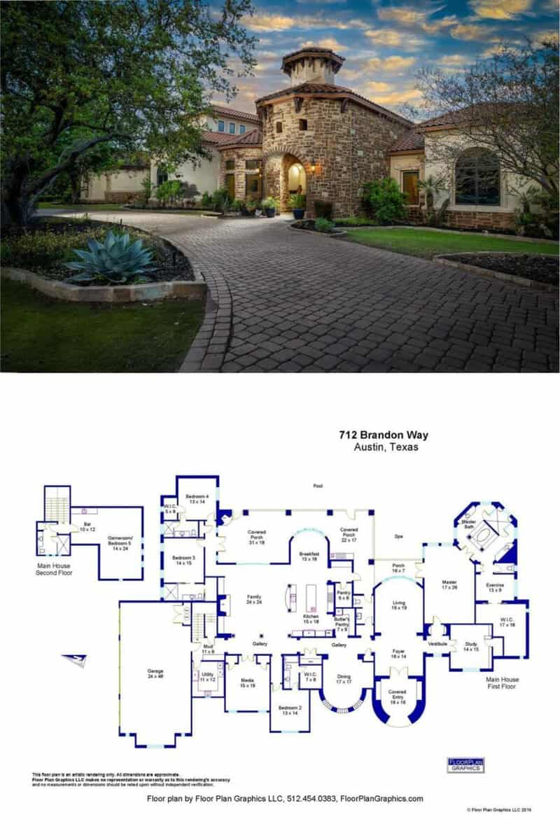 5-Bedroom Two-Story Mansion (6,301 Sq. Ft. Floor Plan)