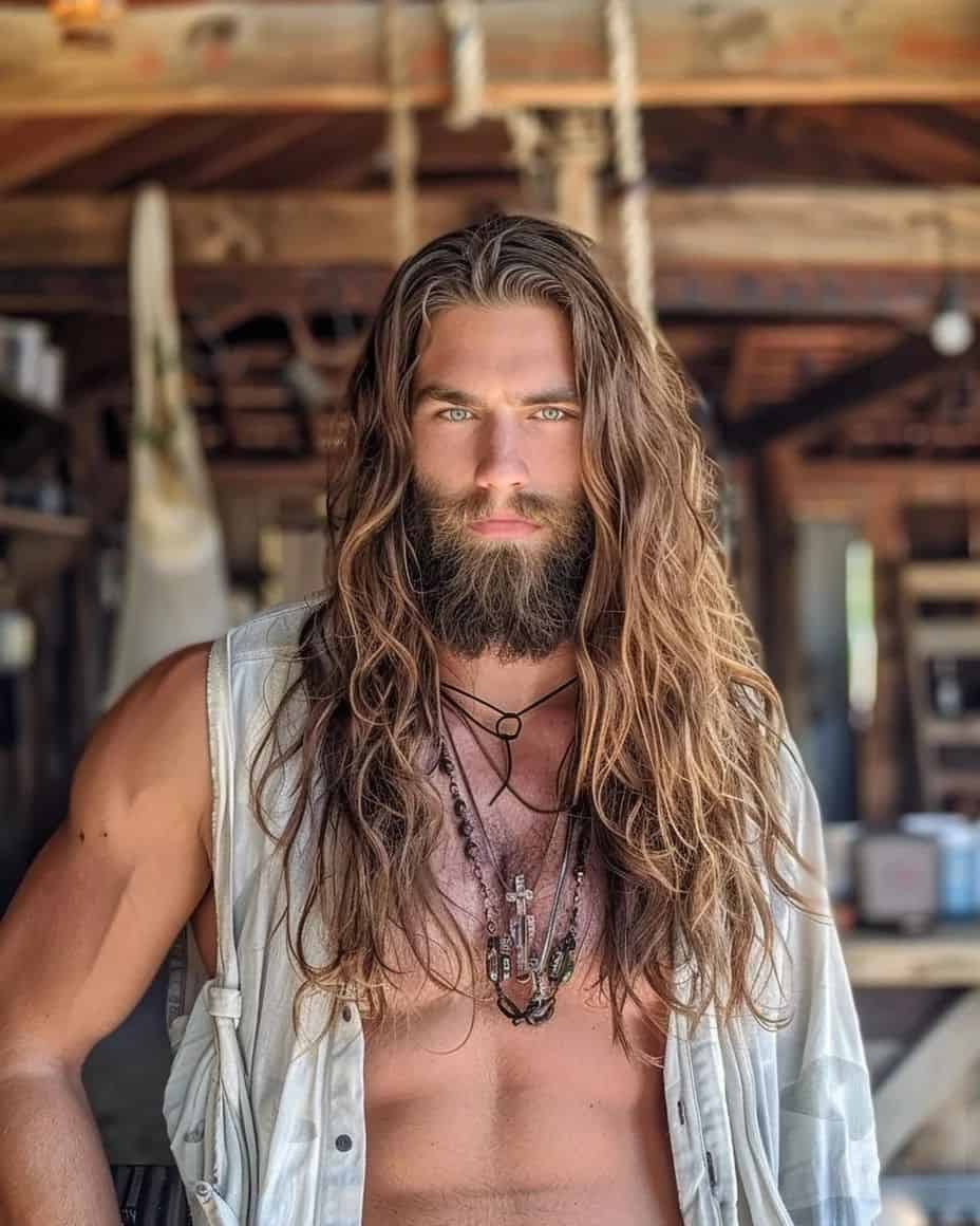 Farmers shooting what do you think of this men ...#aicharacter #muscular #farmerlife #longhairmen #men #aigenerated