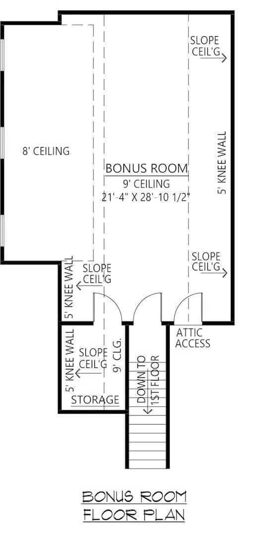 Bonus level floor plan with a storage room.