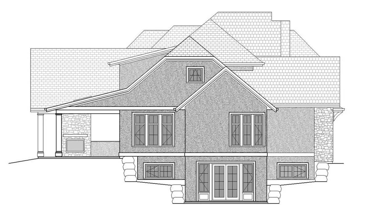 Left elevation sketch of the two-story craftsman style 4-bedroom Tribeca home.