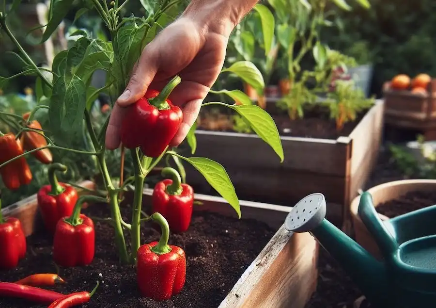 harvest red peppers at home