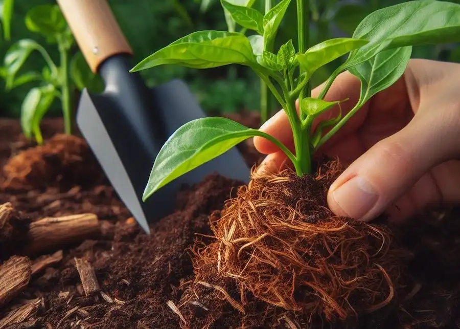 layer of organic mulch around your pepper plants