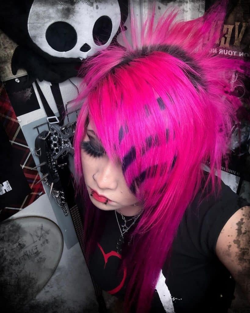 pink emo racoon hair