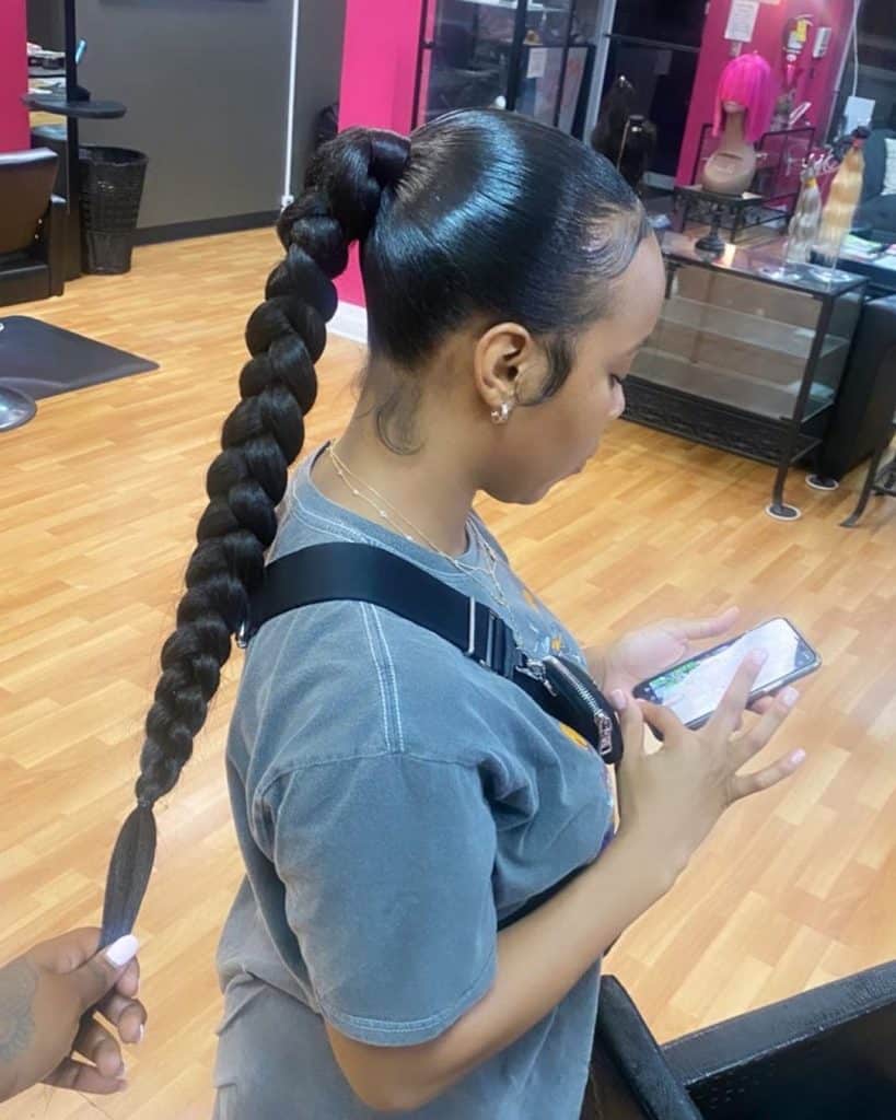 Braided pony #bookthelook #vahair #vahairstylist #dmvhair #dmvhairstylist #baltimorehair #baltimorehairstylist #braidedpony